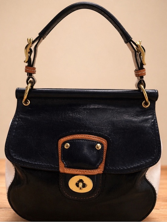 Coach Handbags - Coach Legacy 70th Anniversary Willis Colorblock Navy & Ivory Turnlock Satchel